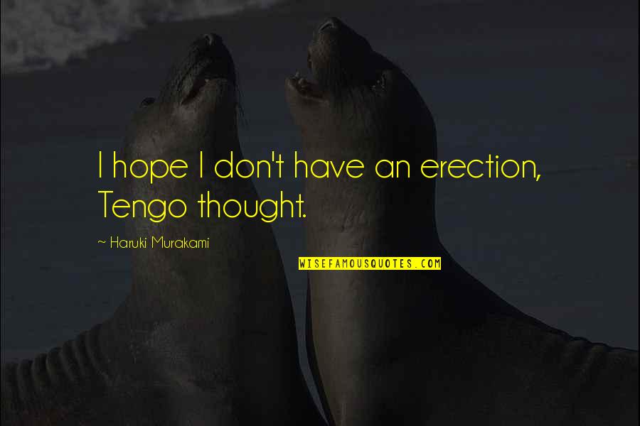 Erminie Minard Quotes By Haruki Murakami: I hope I don't have an erection, Tengo