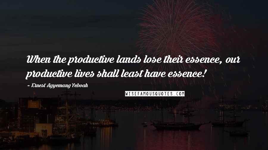 Ernest Agyemang Yeboah quotes: When the productive lands lose their essence, our productive lives shall least have essence!