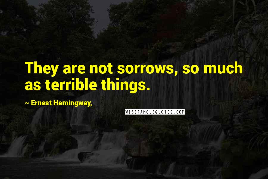 Ernest Hemingway, quotes: They are not sorrows, so much as terrible things. Ernest Hemingway, quotes: They are not sorrows, so much as terrible things.