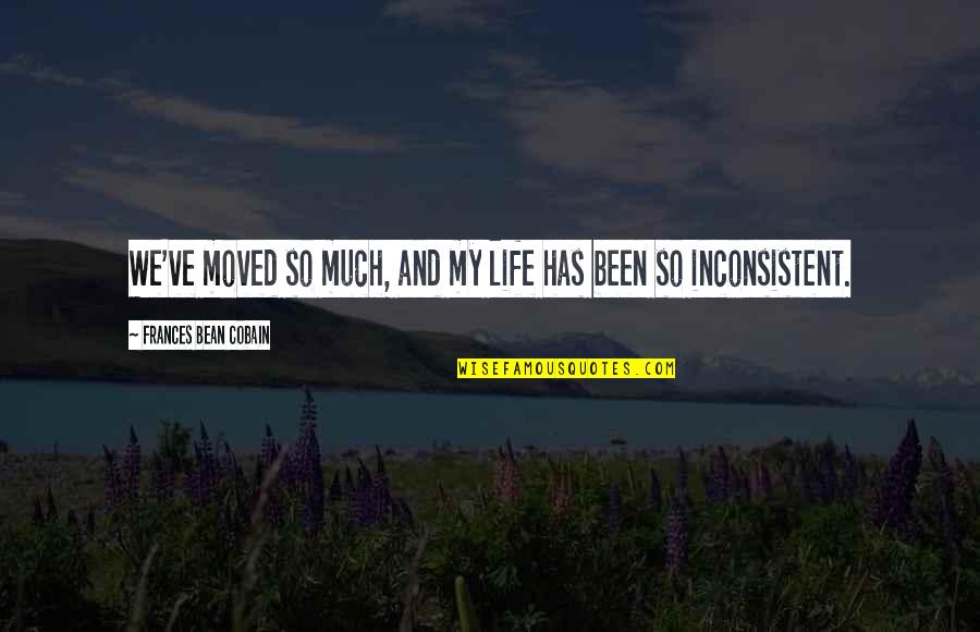 Ernestina Knight Quotes By Frances Bean Cobain: We've moved so much, and my life has Ernestina Knight Quotes By Frances Bean Cobain: We've moved so much, and my life has