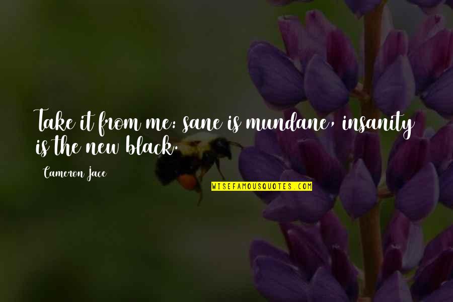 Ernistfull Quotes By Cameron Jace: Take it from me: sane is mundane, insanity