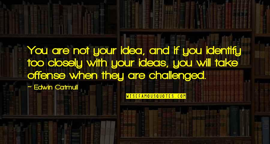 Ernst Von Feuchtersleben Quotes By Edwin Catmull: You are not your idea, and if you Ernst Von Feuchtersleben Quotes By Edwin Catmull: You are not your idea, and if you