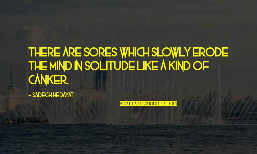 Erode Quotes By Sadegh Hedayat: There are sores which slowly erode the mind