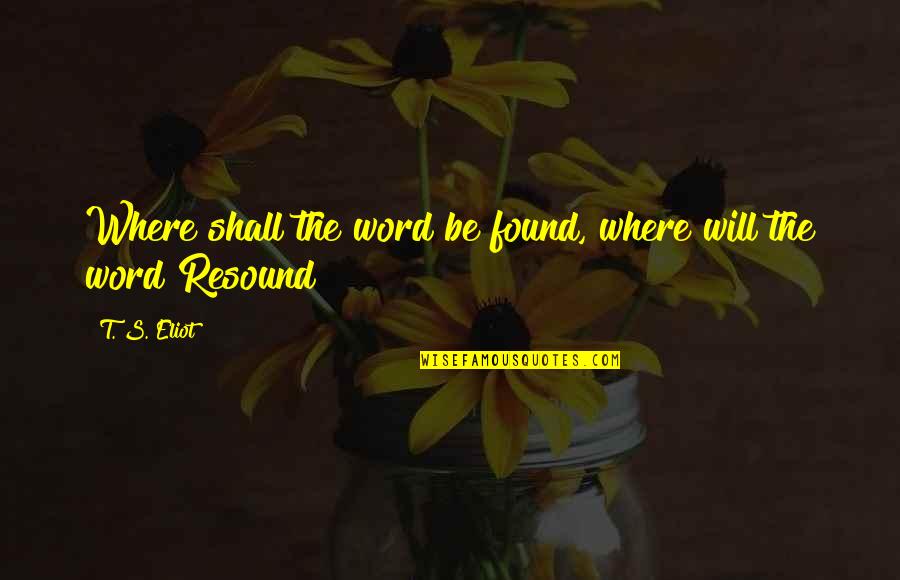 Erosionar Definicion Quotes By T. S. Eliot: Where shall the word be found, where will