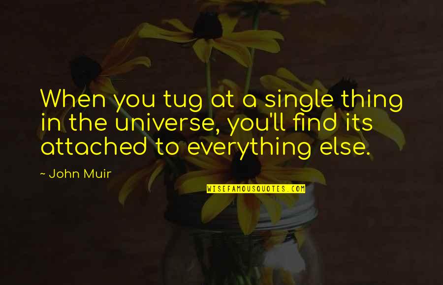 Ersilia Literary Quotes By John Muir: When you tug at a single thing in