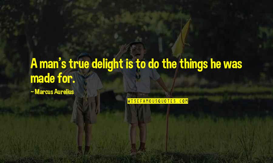 Eruditely In A Sentence Quotes By Marcus Aurelius: A man's true delight is to do the