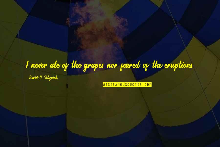 Eruptions Quotes By David O. Selznick: I never ate of the grapes nor feared
