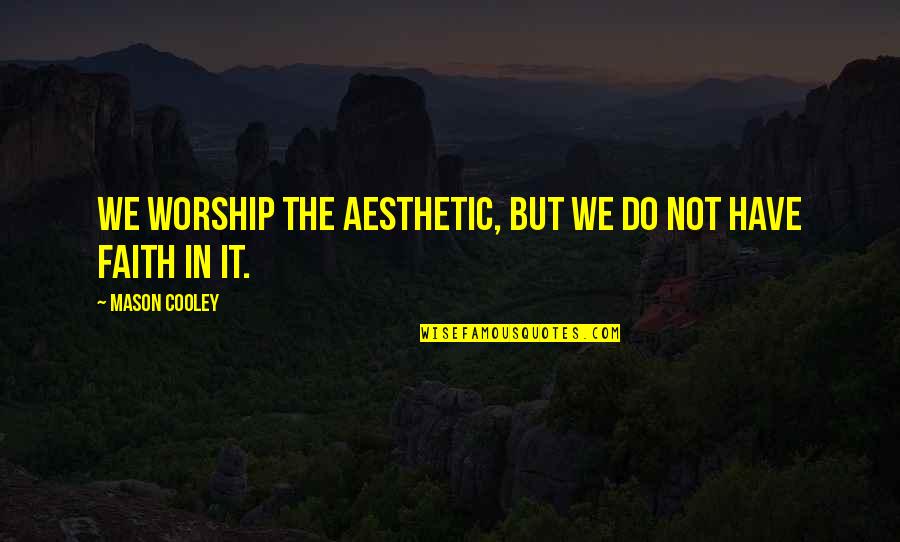 Erupts Book Quotes By Mason Cooley: We worship the aesthetic, but we do not Erupts Book Quotes By Mason Cooley: We worship the aesthetic, but we do not