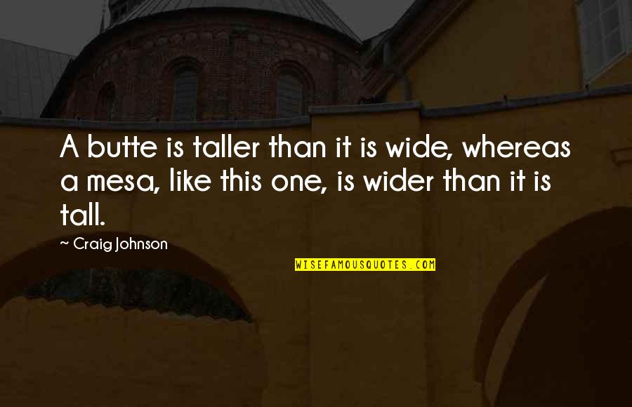 Ervine Metzl Quotes By Craig Johnson: A butte is taller than it is wide,