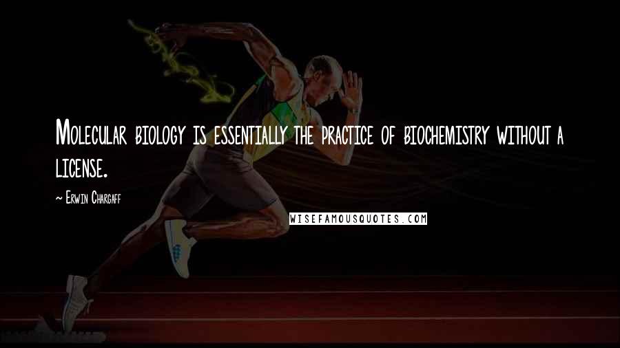 Erwin Chargaff quotes: Molecular biology is essentially the practice of biochemistry without a license. Erwin Chargaff quotes: Molecular biology is essentially the practice of biochemistry without a license.