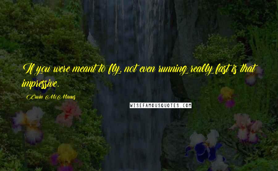 Erwin McManus quotes: If you were meant to fly, not even running really fast is that impressive.