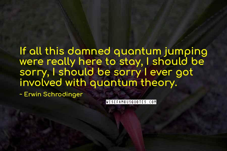 Erwin Schrodinger quotes: If all this damned quantum jumping were really here to stay, I should be sorry, I should be sorry I ever got involved with quantum theory.