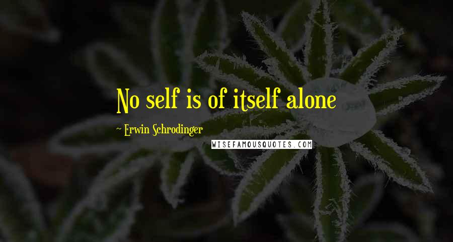 Erwin Schrodinger quotes: No self is of itself alone