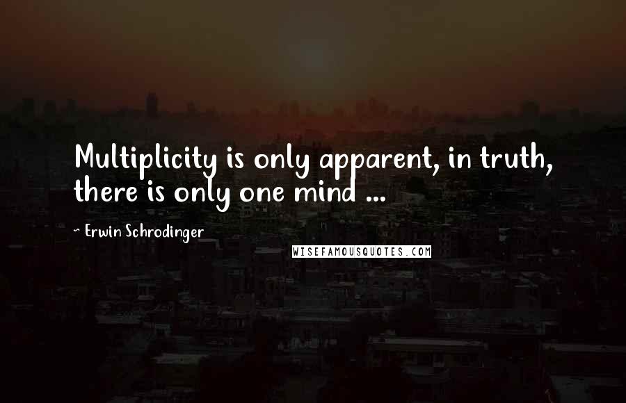Erwin Schrodinger quotes: Multiplicity is only apparent, in truth, there is only one mind ...