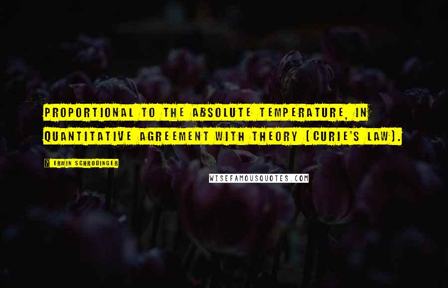 Erwin Schrodinger quotes: proportional to the absolute temperature, in quantitative agreement with theory (Curie's law).