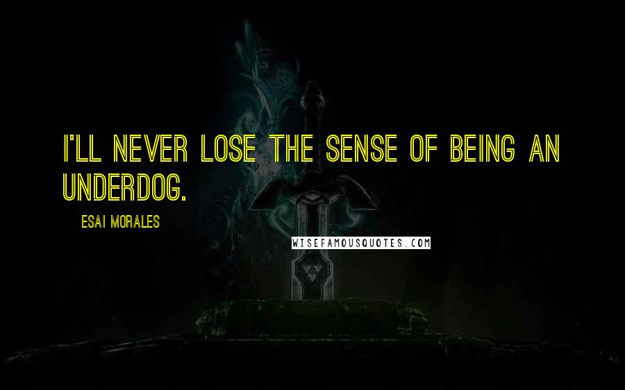 Esai Morales quotes: I'll never lose the sense of being an underdog.