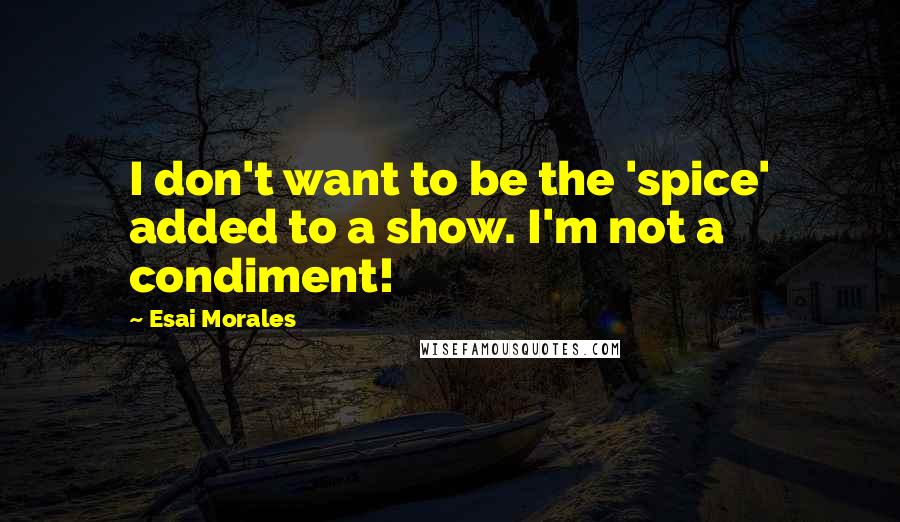 Esai Morales quotes: I don't want to be the 'spice' added to a show. I'm not a condiment!