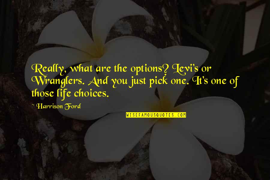 Escalones De Cristal Craquelafos Quotes By Harrison Ford: Really, what are the options? Levi's or Wranglers. Escalones De Cristal Craquelafos Quotes By Harrison Ford: Really, what are the options? Levi's or Wranglers.