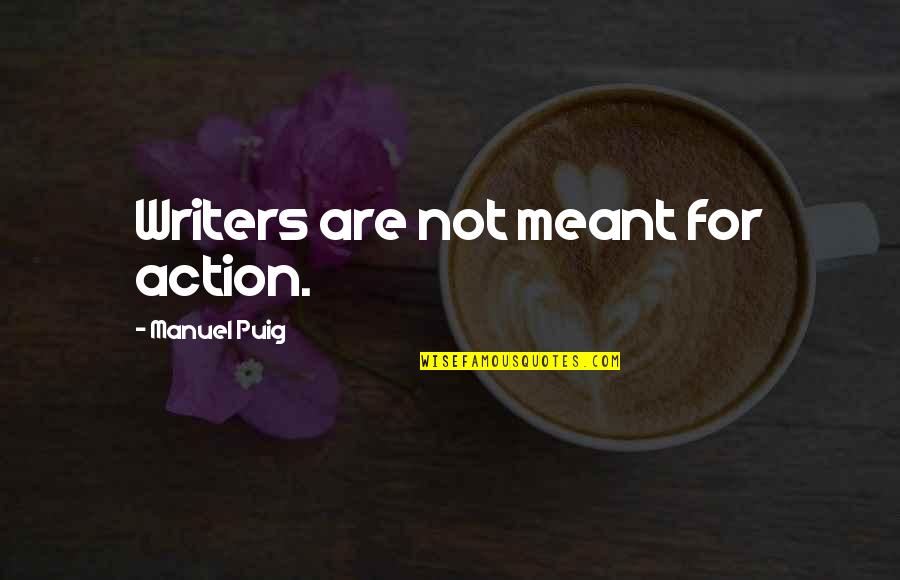 Escalones De Piedra Quotes By Manuel Puig: Writers are not meant for action.