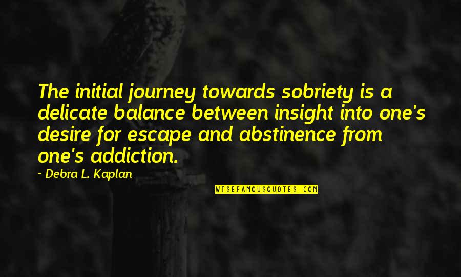 Escape From L.a. Quotes By Debra L. Kaplan: The initial journey towards sobriety is a delicate