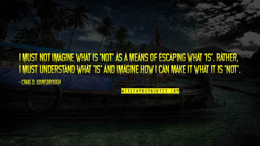 Escape From Reality Quotes By Craig D. Lounsbrough: I must not imagine what is 'not' as