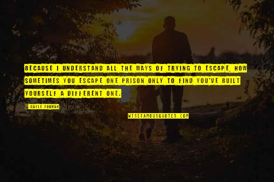 Escape Prison Quotes By Gayle Forman: Because I understand all the ways of trying Escape Prison Quotes By Gayle Forman: Because I understand all the ways of trying