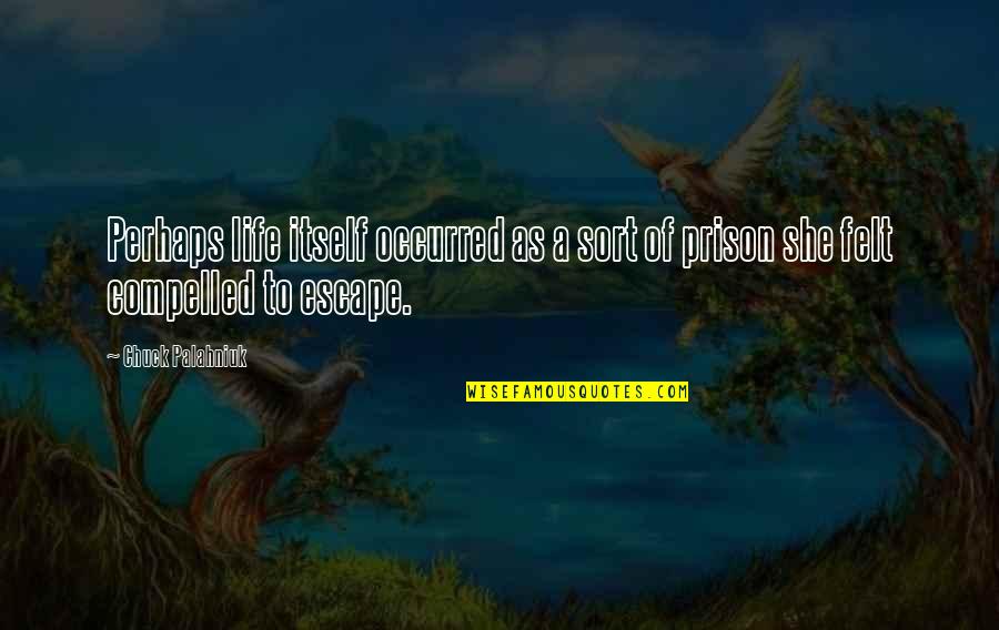 Escape The Prison Quotes By Chuck Palahniuk: Perhaps life itself occurred as a sort of