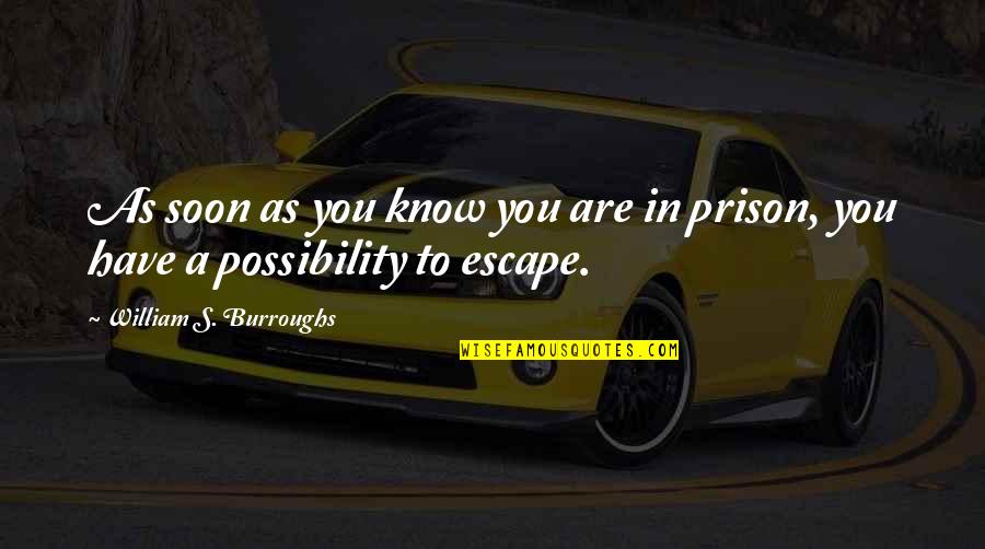 Escape The Prison Quotes By William S. Burroughs: As soon as you know you are in