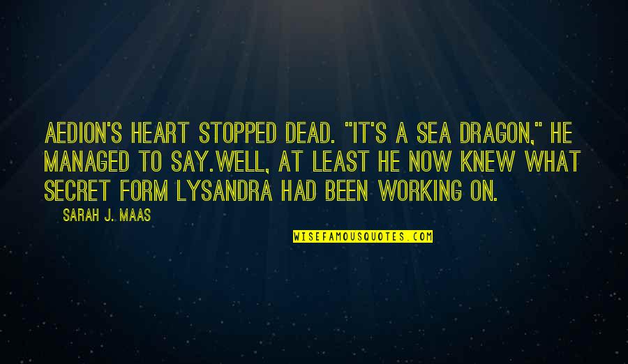 Escapefromcubiclenation Quotes By Sarah J. Maas: Aedion's heart stopped dead. "It's a sea dragon,"