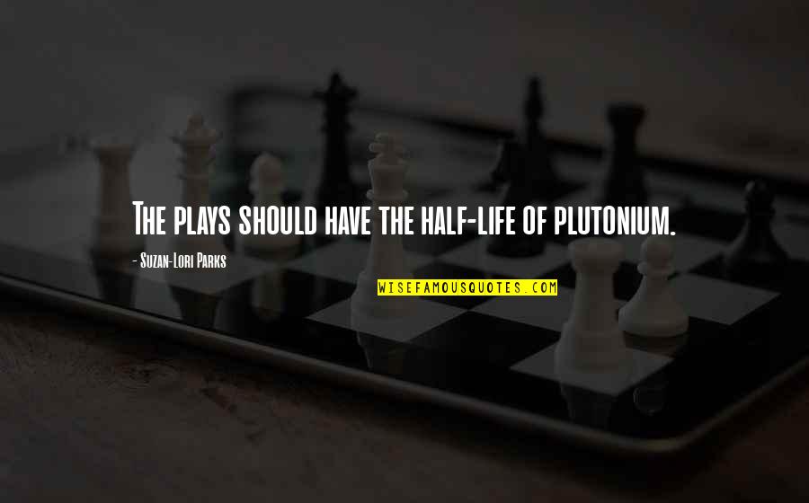 Escapement Files Quotes By Suzan-Lori Parks: The plays should have the half-life of plutonium. Escapement Files Quotes By Suzan-Lori Parks: The plays should have the half-life of plutonium.