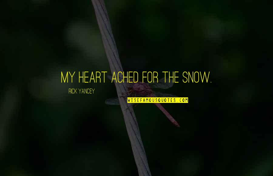Escapers Online Quotes By Rick Yancey: My heart ached for the snow.