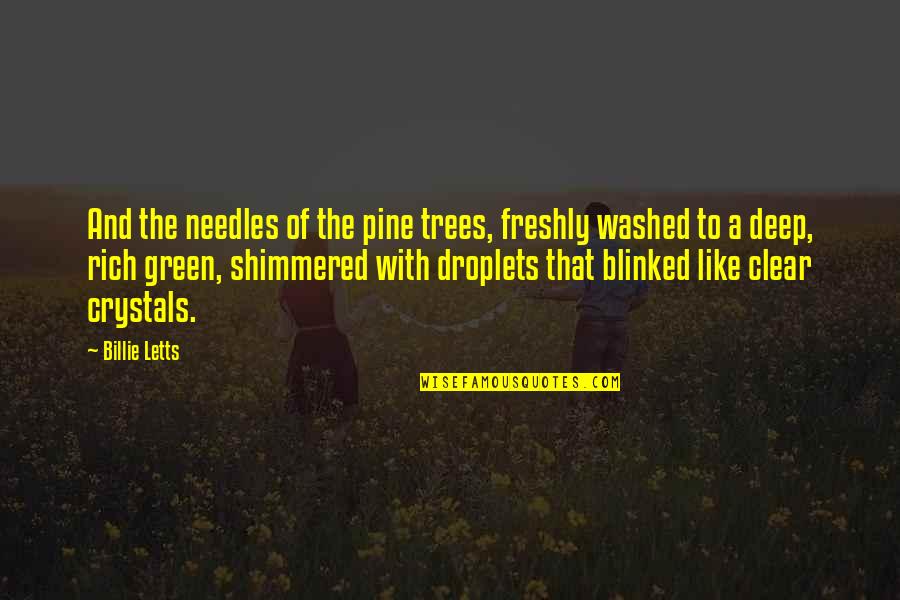 Escaping Destiny Amelia Hutchins Quotes By Billie Letts: And the needles of the pine trees, freshly
