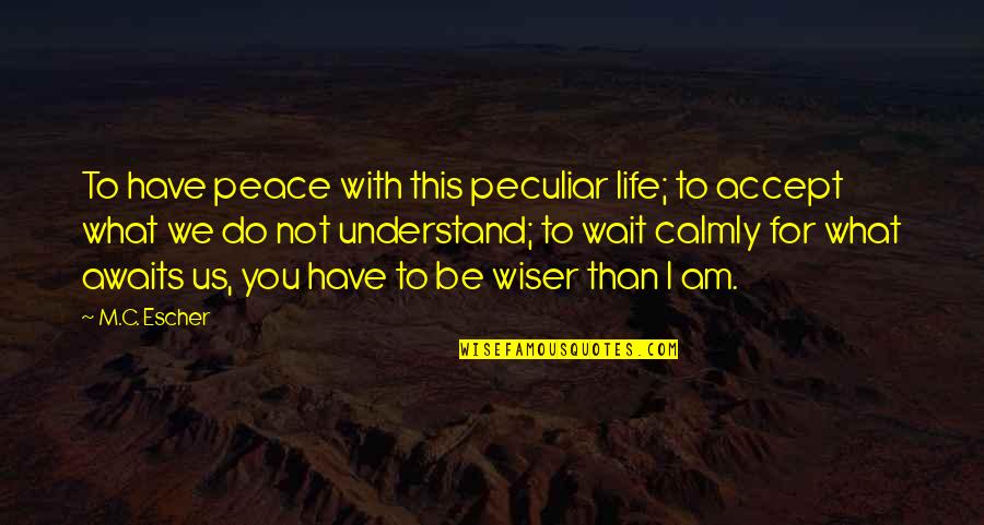Escher's Quotes By M.C. Escher: To have peace with this peculiar life; to