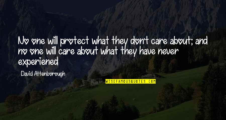 Escoria In English Quotes By David Attenborough: No one will protect what they don't care Escoria In English Quotes By David Attenborough: No one will protect what they don't care