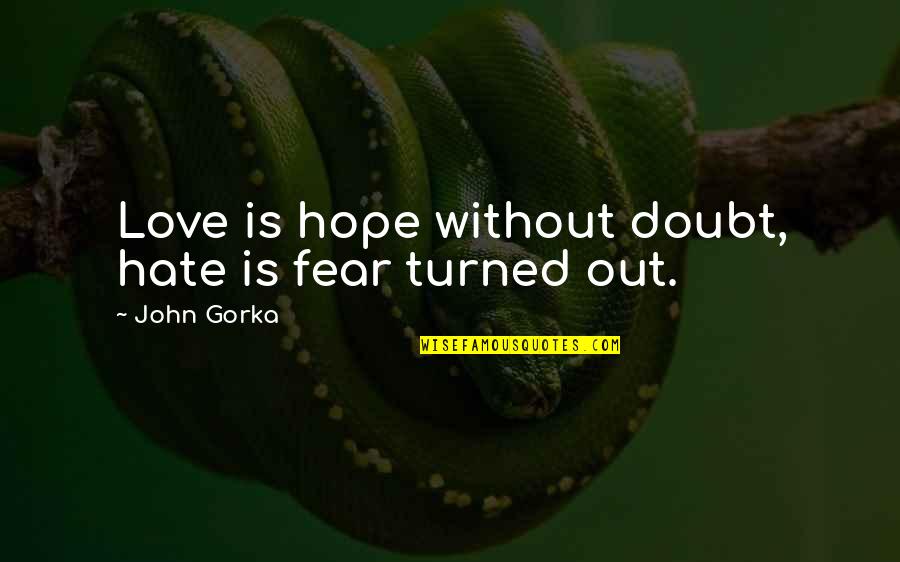 Escorzo En Quotes By John Gorka: Love is hope without doubt, hate is fear Escorzo En Quotes By John Gorka: Love is hope without doubt, hate is fear