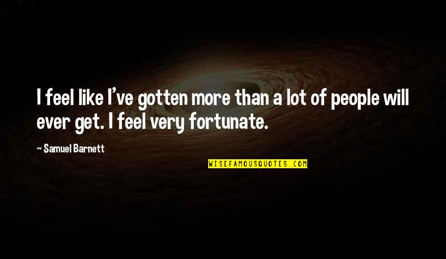 Escriben Uds Quotes By Samuel Barnett: I feel like I've gotten more than a Escriben Uds Quotes By Samuel Barnett: I feel like I've gotten more than a