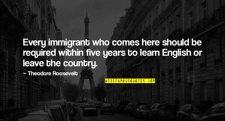 Escrima Quotes By Theodore Roosevelt: Every immigrant who comes here should be required