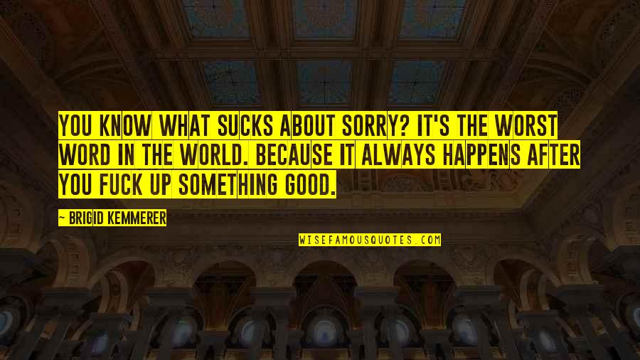Ese Teacher Quotes By Brigid Kemmerer: You know what sucks about sorry? It's the