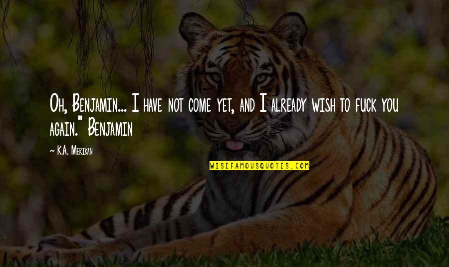 Esforzarse Sinonimo Quotes By K.A. Merikan: Oh, Benjamin... I have not come yet, and