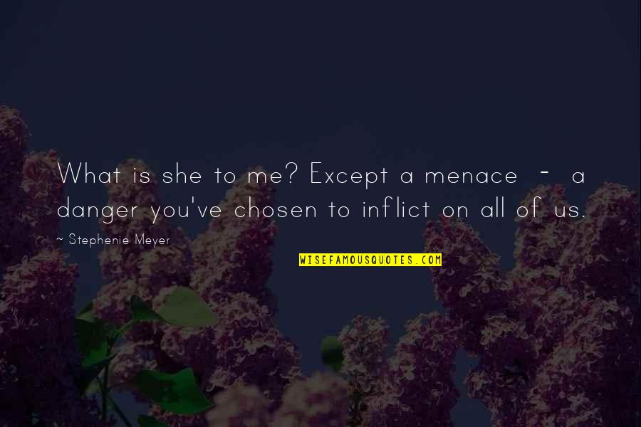 Esfuerza In English Quotes By Stephenie Meyer: What is she to me? Except a menace