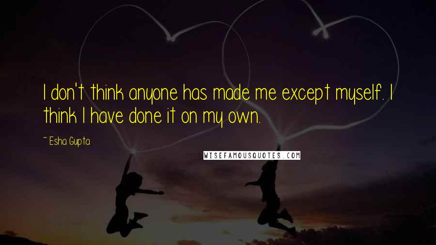 Esha Gupta quotes: I don't think anyone has made me except myself. I think I have done it on my own.