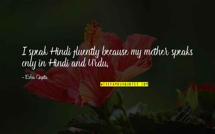 Esha Gupta Quotes By Esha Gupta: I speak Hindi fluently because my mother speaks