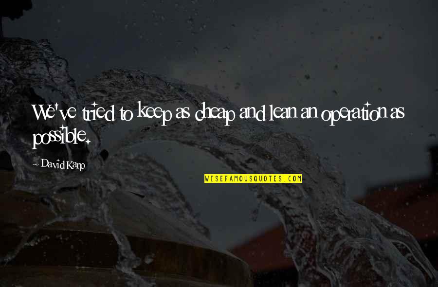 Eskenderya Quotes By David Karp: We've tried to keep as cheap and lean
