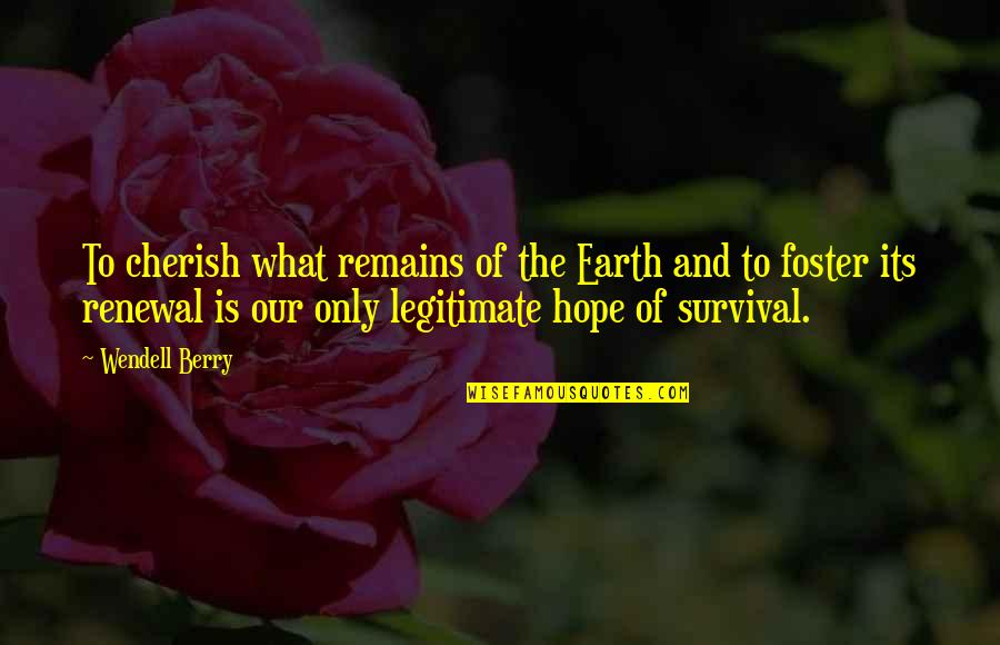 Esmaeel Tehrani Quotes By Wendell Berry: To cherish what remains of the Earth and Esmaeel Tehrani Quotes By Wendell Berry: To cherish what remains of the Earth and