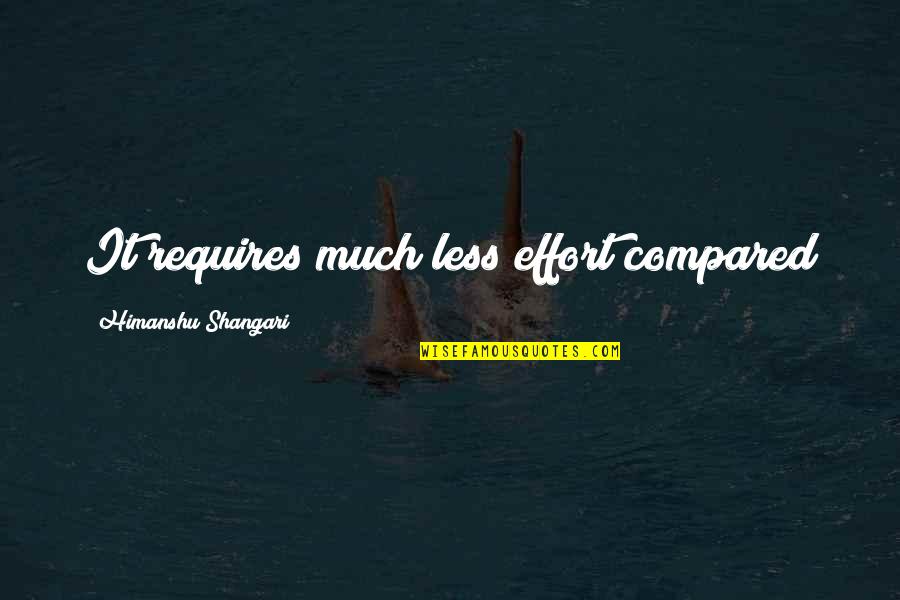 Espantar Moscas Quotes By Himanshu Shangari: It requires much less effort compared Espantar Moscas Quotes By Himanshu Shangari: It requires much less effort compared