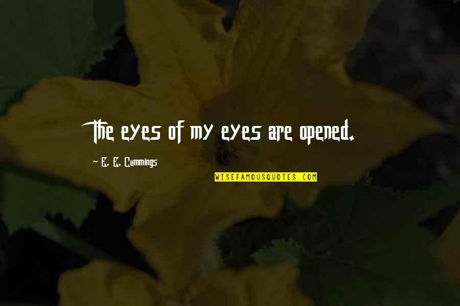 Especialmente In English Quotes By E. E. Cummings: The eyes of my eyes are opened.