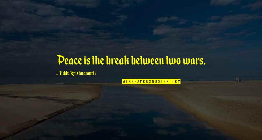Espnsa Quotes By Jiddu Krishnamurti: Peace is the break between two wars. Espnsa Quotes By Jiddu Krishnamurti: Peace is the break between two wars.