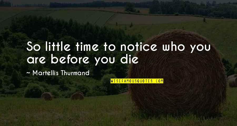 Espumas Ao Quotes By Martellis Thurmand: So little time to notice who you are