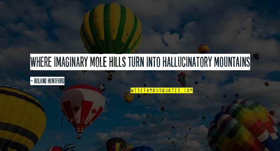 Esquirlas In English Quotes By Roland Huntford: Where imaginary mole hills turn into hallucinatory mountains Esquirlas In English Quotes By Roland Huntford: Where imaginary mole hills turn into hallucinatory mountains