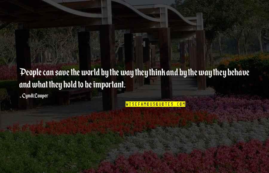 Esraeldansa Quotes By Cyndi Lauper: People can save the world by the way Esraeldansa Quotes By Cyndi Lauper: People can save the world by the way